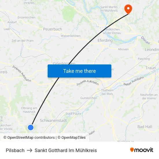 Pilsbach to Sankt Gotthard Im Mühlkreis map