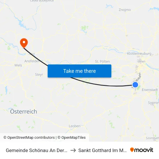 Gemeinde Schönau An Der Triesting to Sankt Gotthard Im Mühlkreis map