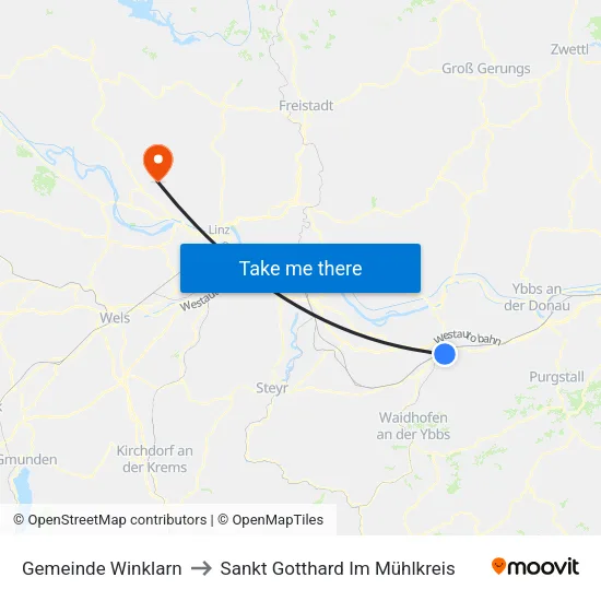 Gemeinde Winklarn to Sankt Gotthard Im Mühlkreis map