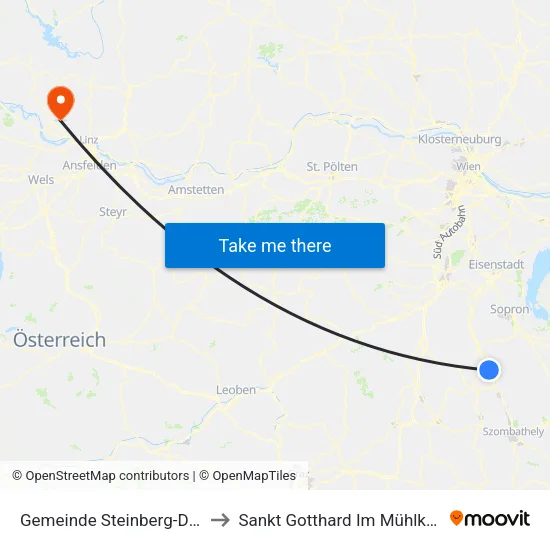 Gemeinde Steinberg-Dörfl to Sankt Gotthard Im Mühlkreis map