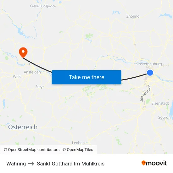 Währing to Sankt Gotthard Im Mühlkreis map