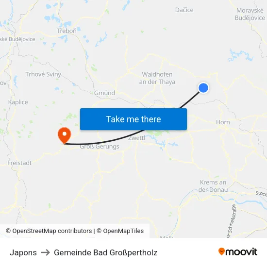 Japons to Gemeinde Bad Großpertholz map