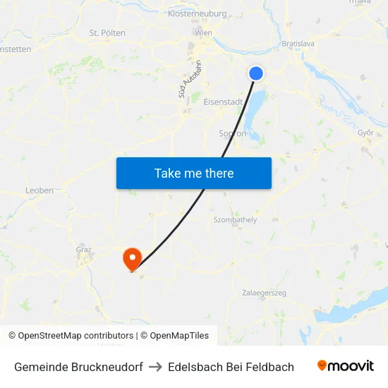 Gemeinde Bruckneudorf to Edelsbach Bei Feldbach map