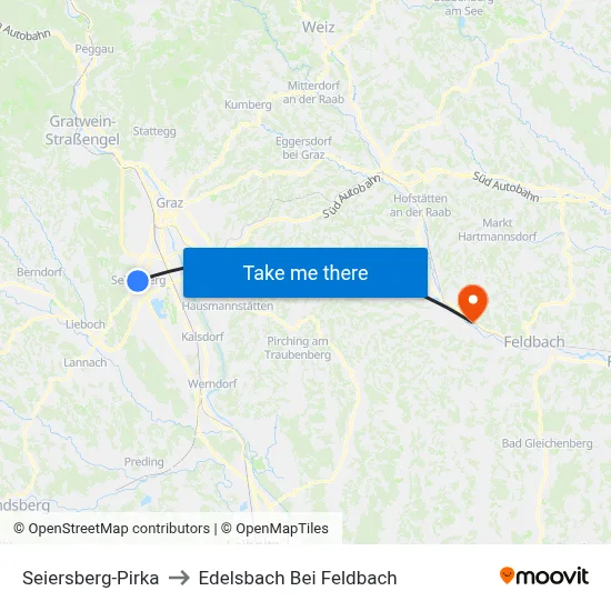 Seiersberg-Pirka to Edelsbach Bei Feldbach map
