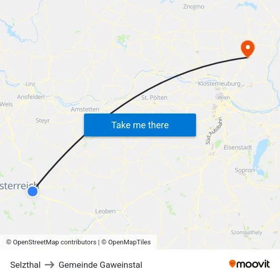 Selzthal to Gemeinde Gaweinstal map
