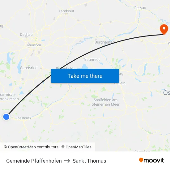 Gemeinde Pfaffenhofen to Sankt Thomas map