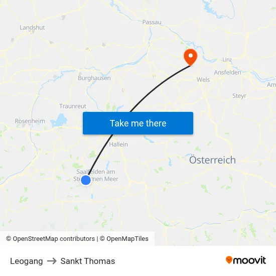Leogang to Sankt Thomas map