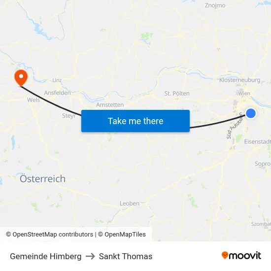 Gemeinde Himberg to Sankt Thomas map