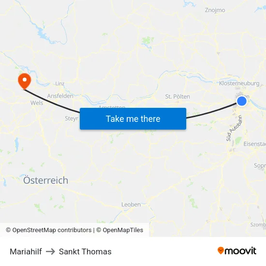 Mariahilf to Sankt Thomas map