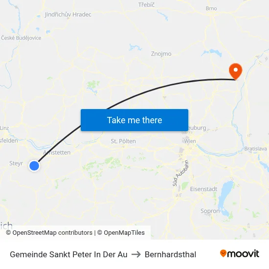 Gemeinde Sankt Peter In Der Au to Bernhardsthal map