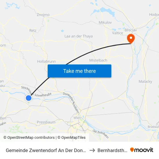 Gemeinde Zwentendorf An Der Donau to Bernhardsthal map
