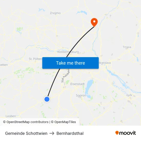 Gemeinde Schottwien to Bernhardsthal map