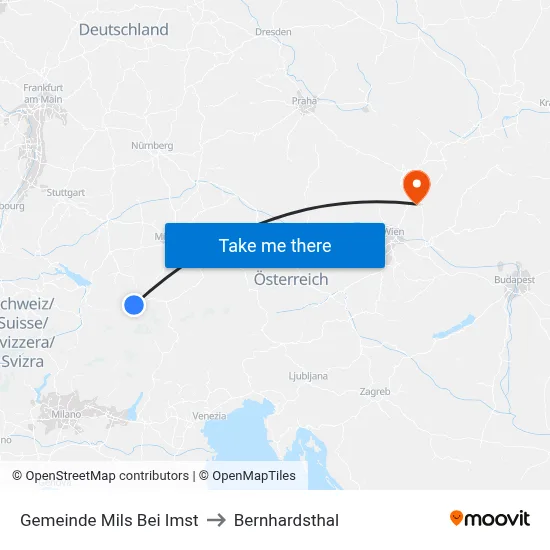 Gemeinde Mils Bei Imst to Bernhardsthal map