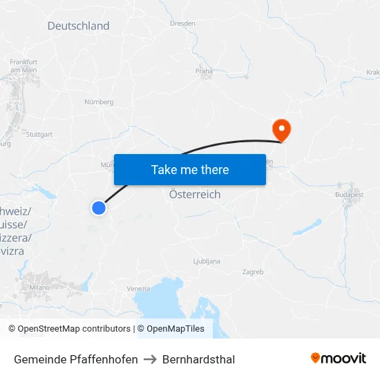 Gemeinde Pfaffenhofen to Bernhardsthal map