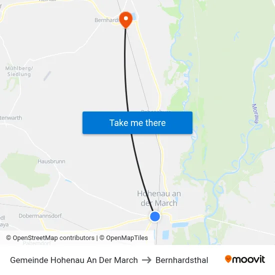 Gemeinde Hohenau An Der March to Bernhardsthal map