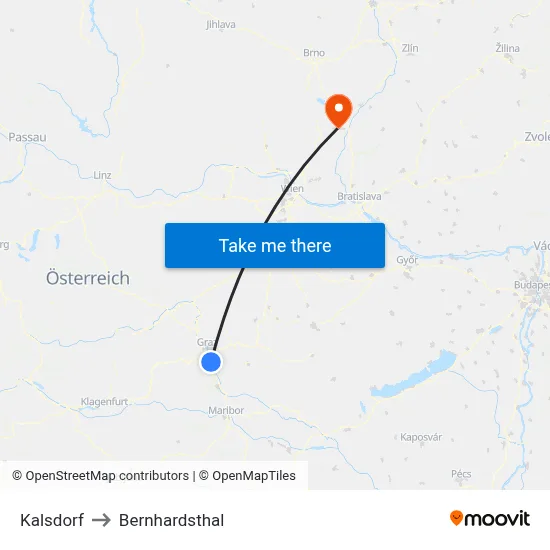 Kalsdorf to Bernhardsthal map