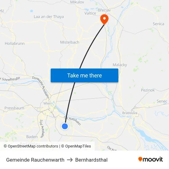 Gemeinde Rauchenwarth to Bernhardsthal map