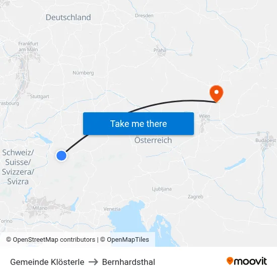 Gemeinde Klösterle to Bernhardsthal map
