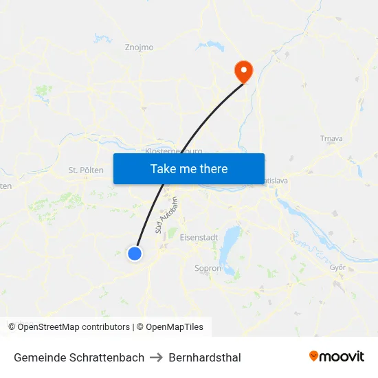 Gemeinde Schrattenbach to Bernhardsthal map