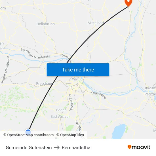 Gemeinde Gutenstein to Bernhardsthal map