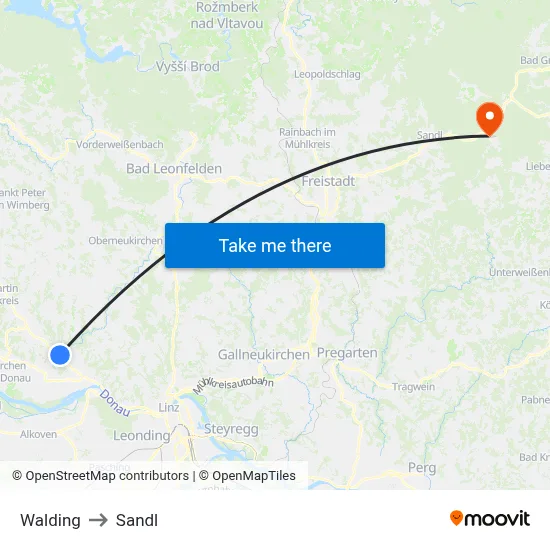 Walding to Sandl map