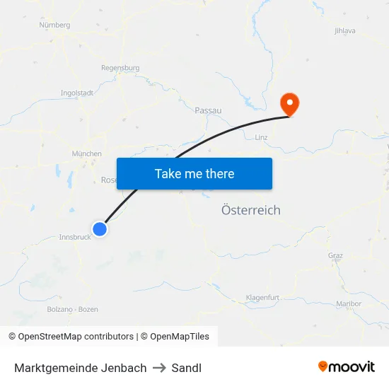 Marktgemeinde Jenbach to Sandl map