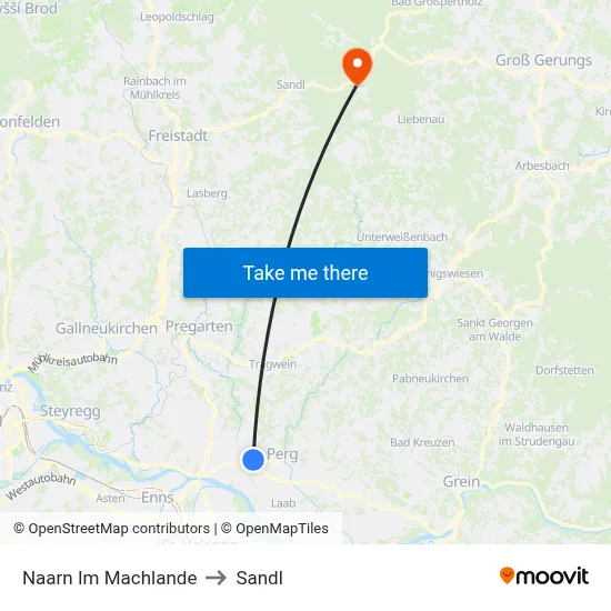 Naarn Im Machlande to Sandl map
