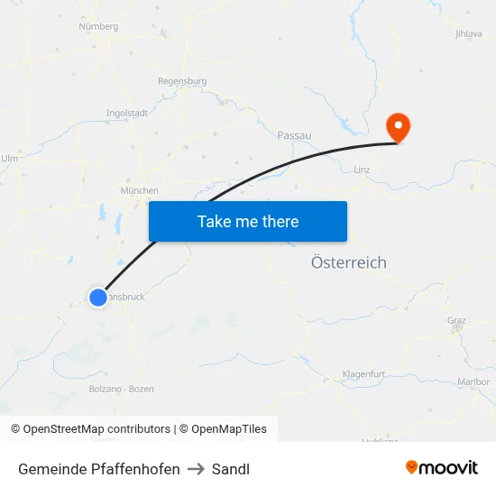 Gemeinde Pfaffenhofen to Sandl map