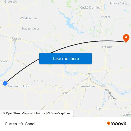 Gurten to Sandl map
