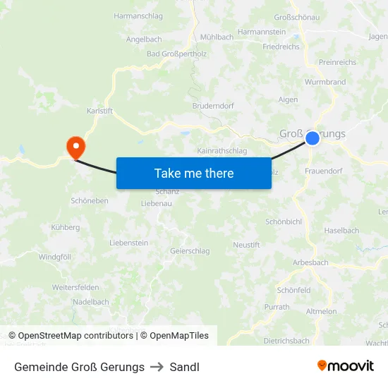 Gemeinde Groß Gerungs to Sandl map