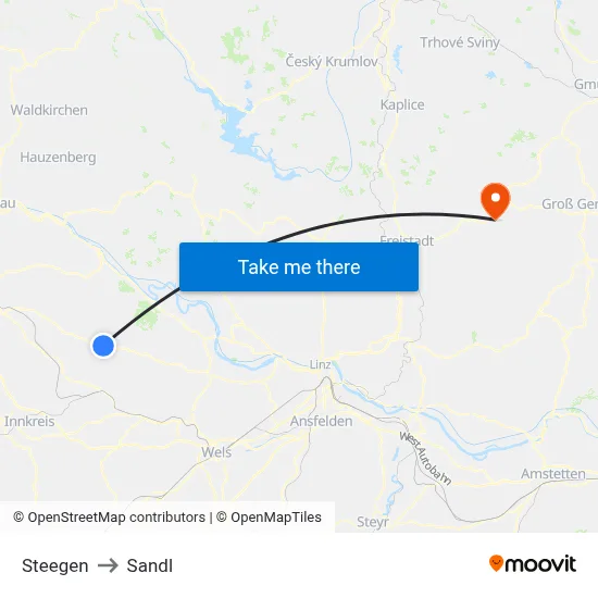 Steegen to Sandl map