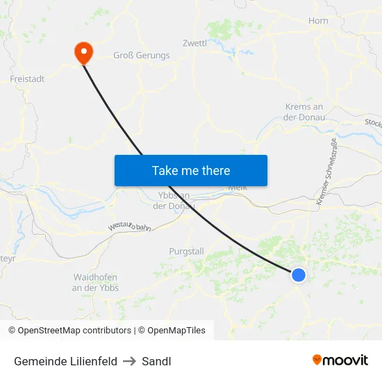 Gemeinde Lilienfeld to Sandl map