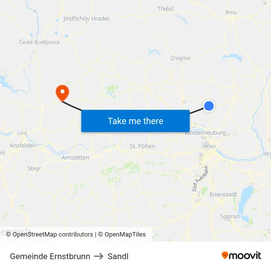 Gemeinde Ernstbrunn to Sandl map