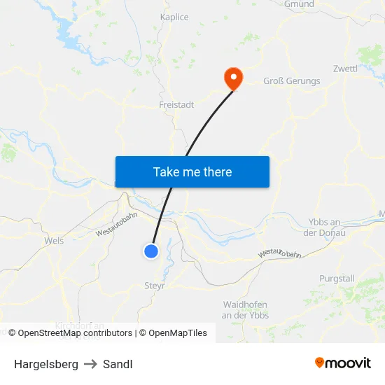 Hargelsberg to Sandl map