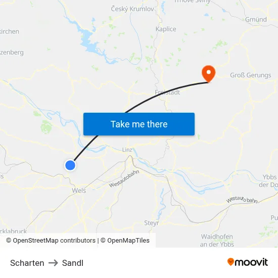 Scharten to Sandl map