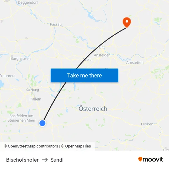 Bischofshofen to Sandl map
