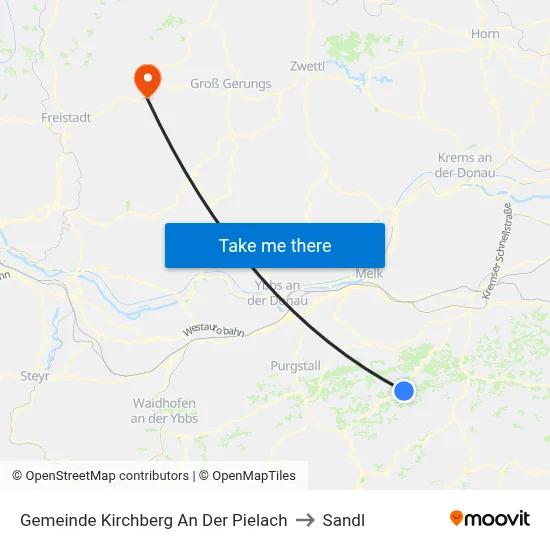 Gemeinde Kirchberg An Der Pielach to Sandl map