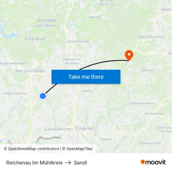 Reichenau Im Mühlkreis to Sandl map