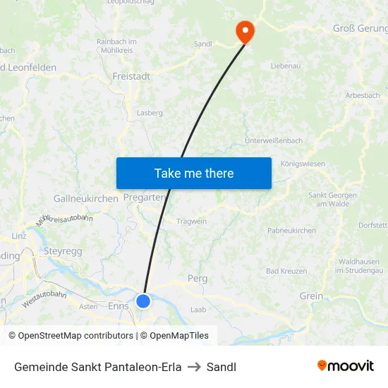 Gemeinde Sankt Pantaleon-Erla to Sandl map