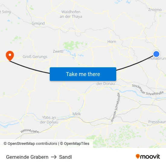 Gemeinde Grabern to Sandl map