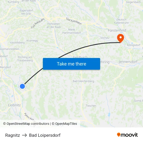 Ragnitz to Bad Loipersdorf map