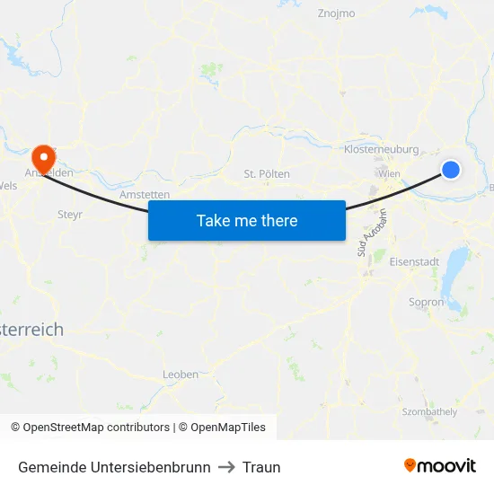 Gemeinde Untersiebenbrunn to Traun map