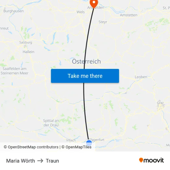 Maria Wörth to Traun map