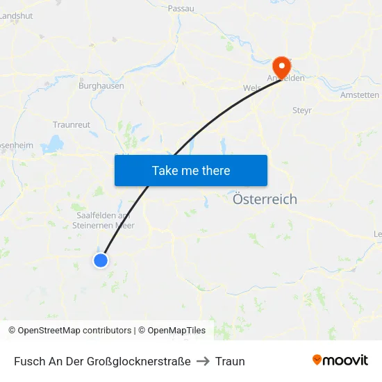 Fusch An Der Großglocknerstraße to Traun map
