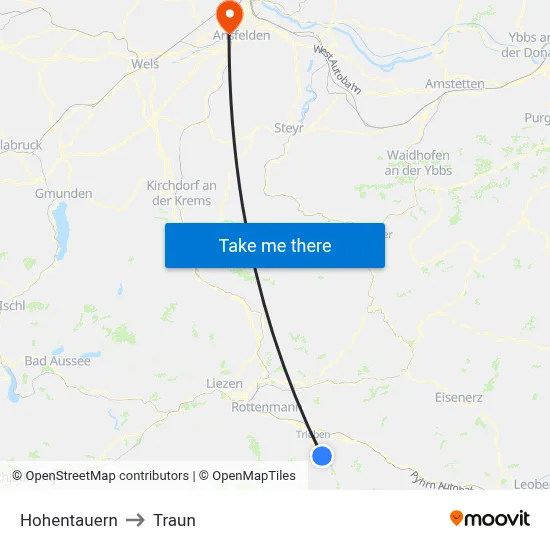 Hohentauern to Traun map