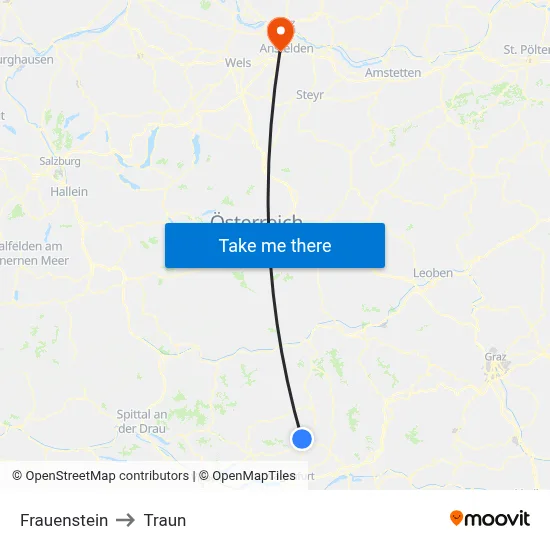 Frauenstein to Traun map