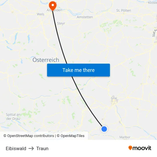 Eibiswald to Traun map