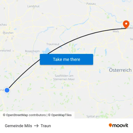 Gemeinde Mils to Traun map