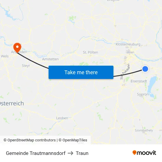 Gemeinde Trautmannsdorf to Traun map