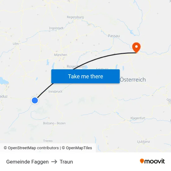 Gemeinde Faggen to Traun map